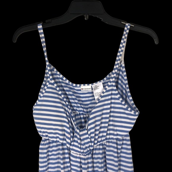 Blue & White Strappy Sun Top w/Padded bust, Beach Casual, Tunic Top SZ Junior L - Picture 4 of 6